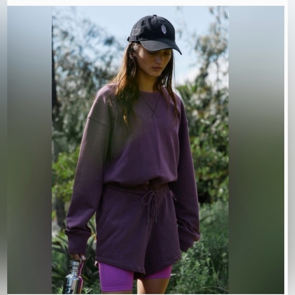 FREE PEOPLE “Best of Romper” women’s Shortsie jumpsuit Long sleeves Purple nwt - Picture 11 of 16